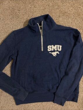 Women’s SMU Navy Quarter-Zip Pullover Sweater